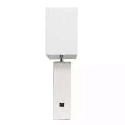 Kirklands Home Faux Leather Charging Table Lamp White Hot