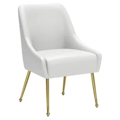 Kirklands Home Faux Leather Gold Maxine Dining Chair White Hot
