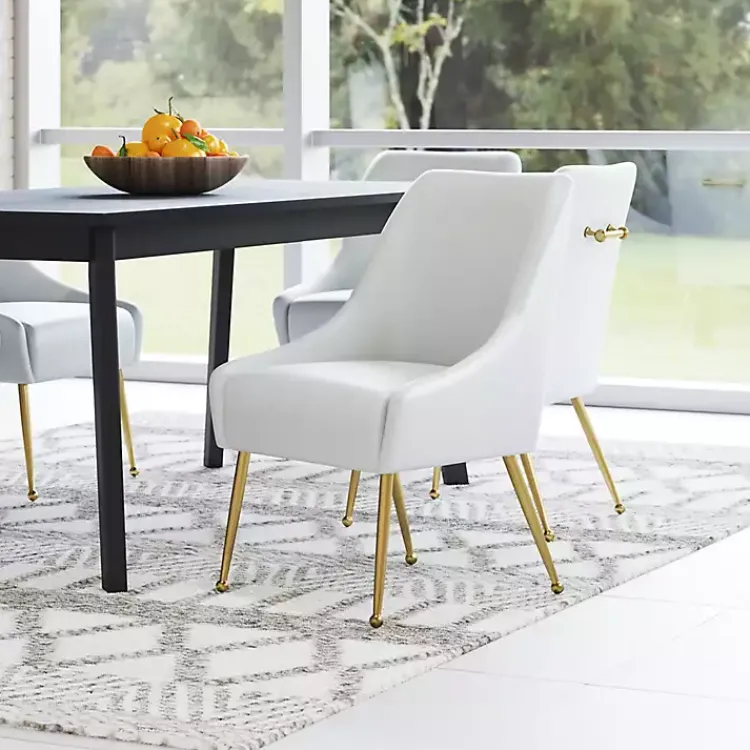 Kirklands Home Faux Leather Gold Maxine Dining Chair White Hot