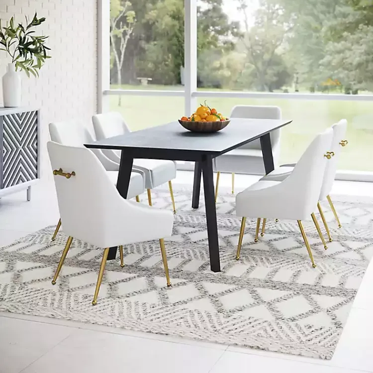 Kirklands Home Faux Leather Gold Maxine Dining Chair White Hot