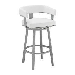 Kirklands Home Faux Leather Lorin Swivel Counter Stool White Discount