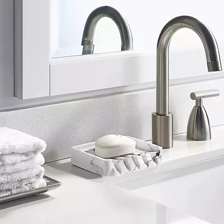 Kirklands Home Faux Marble Elevated Soap Dish White Best