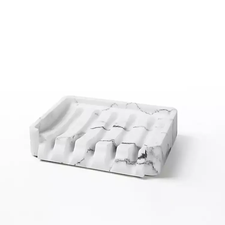 Kirklands Home Faux Marble Elevated Soap Dish White Best
