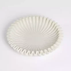 Decorative Bowls & Jars>Kirklands Home Faux Marble Scalloped Decorative Bowl White