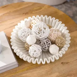 Decorative Bowls & Jars>Kirklands Home Faux Marble Scalloped Decorative Bowl White