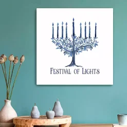 Hanukkah Decorations>Kirklands Home White Festival of Lights Canvas Art Print