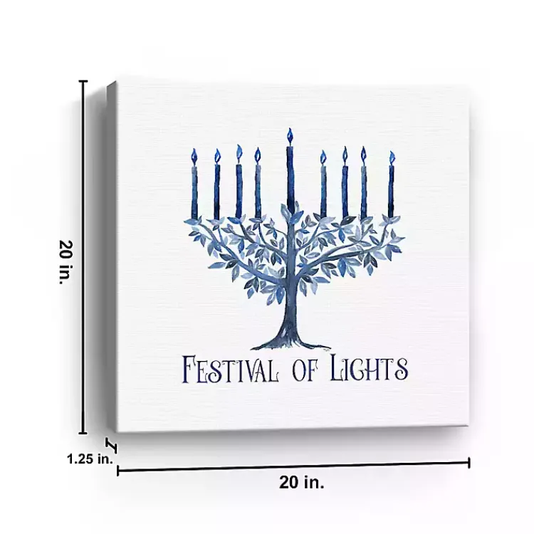 Hanukkah Decorations>Kirklands Home White Festival of Lights Canvas Art Print