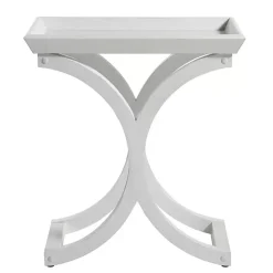 Kirklands Home Fir Wood Curved Tray C-Table White