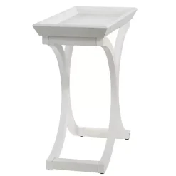 Kirklands Home Fir Wood Curved Tray C-Table White