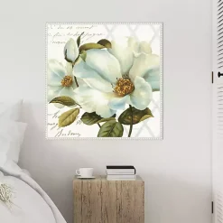 Kirklands Home White Floral Bliss Framed Canvas Art Print New