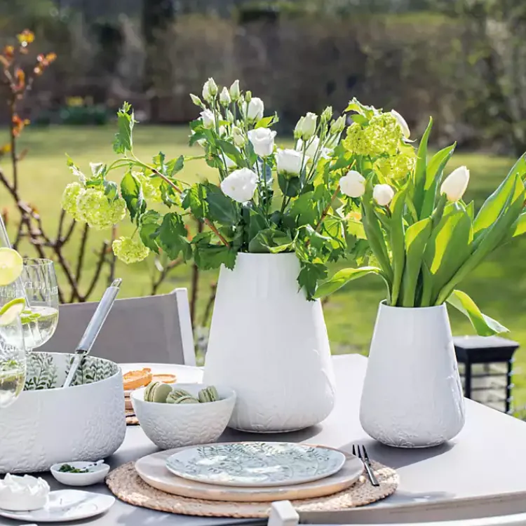 Vases>Kirklands Home Floral Meadow Embossed Vase White