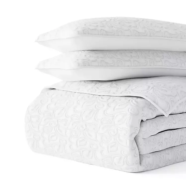 Kirklands Home Floral Stitch 3-pc. King Quilt Set White Best