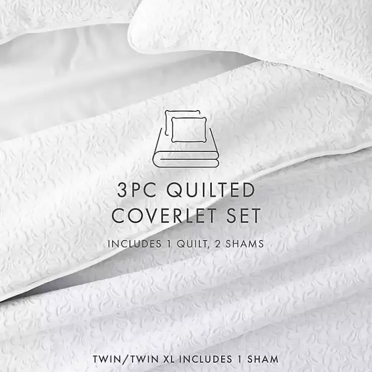 Kirklands Home Floral Stitch 3-pc. King Quilt Set White Best