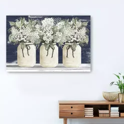 Kirklands Home White Floral Trio Giclee Canvas Art Print