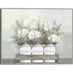 Kirklands Home Flower Jars Framed Canvas Art Print White Hot