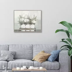 Kirklands Home Flower Jars Framed Canvas Art Print White Hot