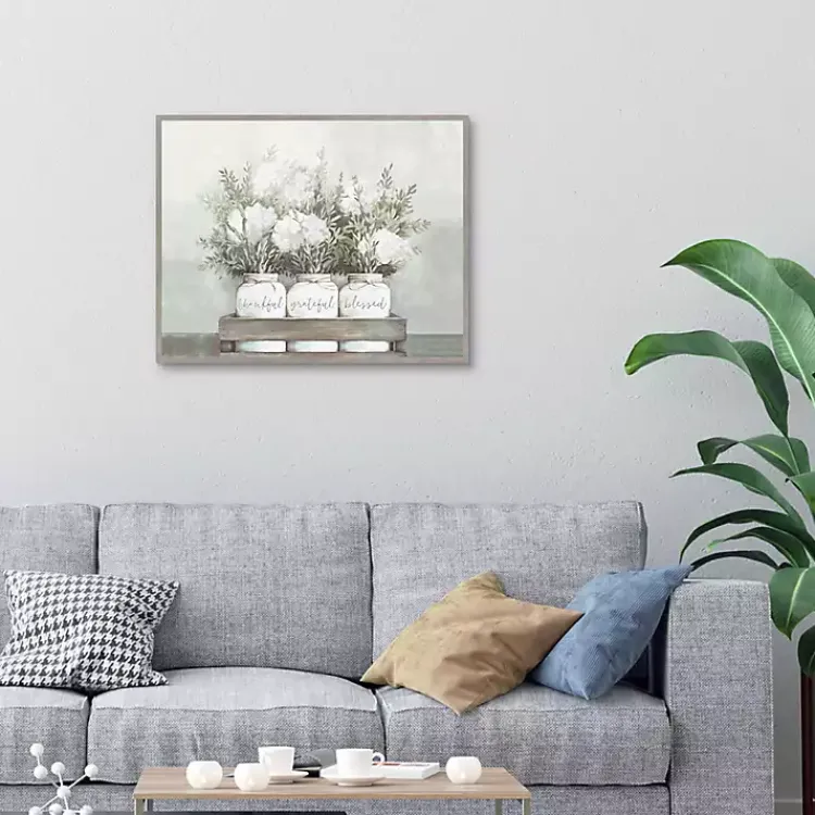 Kirklands Home Flower Jars Framed Canvas Art Print White Hot