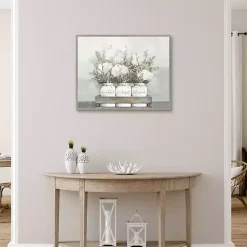 Kirklands Home Flower Jars Framed Canvas Art Print White Hot