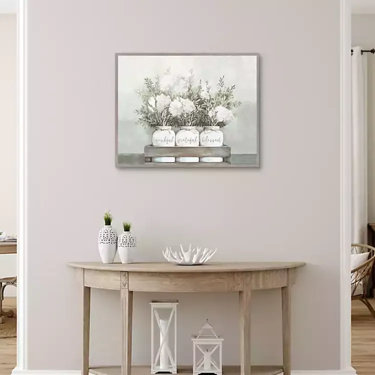 Kirklands Home Flower Jars Framed Canvas Art Print White Hot