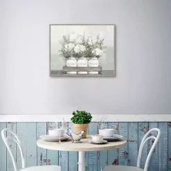 Kirklands Home Flower Jars Framed Canvas Art Print White Hot