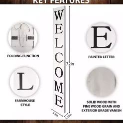 Kirklands Home Foldable Welcome Porch Board White Online