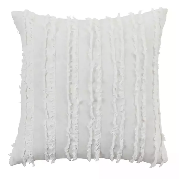 Pillows>Kirklands Home Fringe Stripe Throw Pillow White