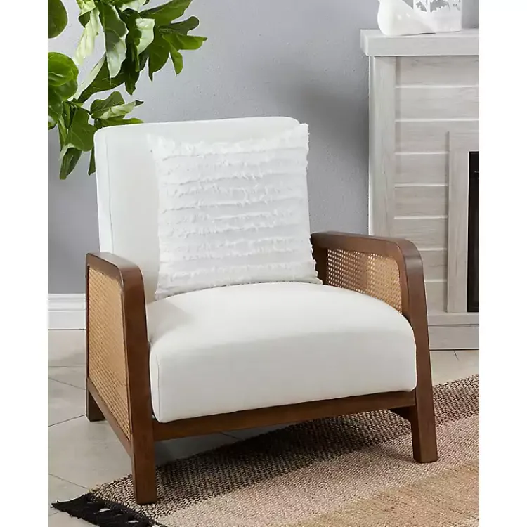 Pillows>Kirklands Home Fringe Stripe Throw Pillow White