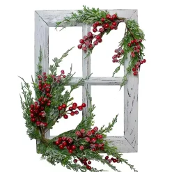 Christmas Art & Wall Decor>Kirklands Home White Frosted Berries and Cedar Pane Wall Plaque