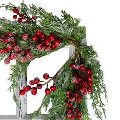 Christmas Art & Wall Decor>Kirklands Home White Frosted Berries and Cedar Pane Wall Plaque