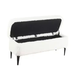 Kirklands Home Fur Storage Bench White Hot