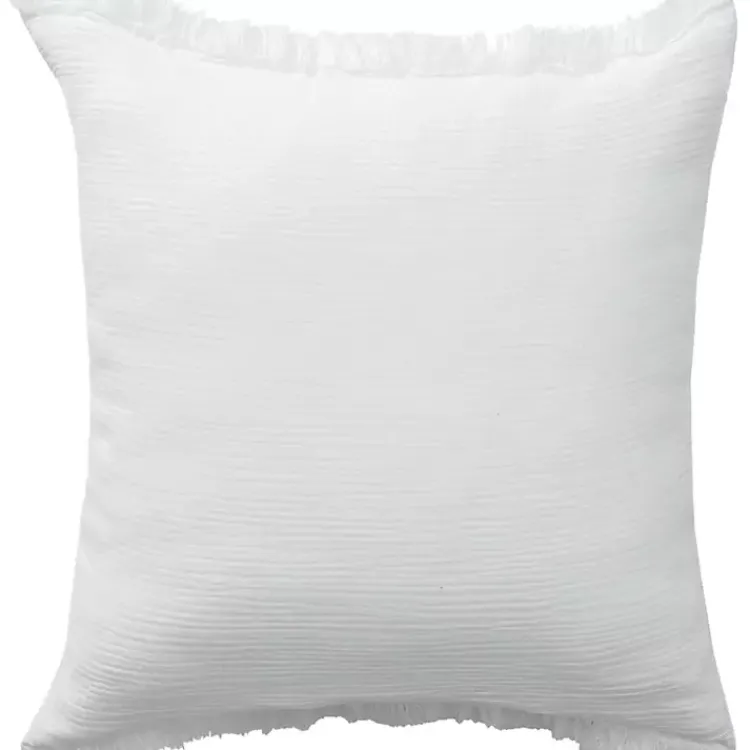 Pillows>Kirklands Home Gauze Organic Fringe Throw Pillow White