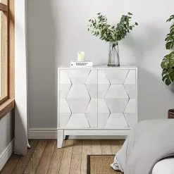 Kirklands Home Geometric Mabel 2-Door Cabinet White Sale