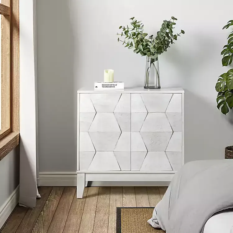 Kirklands Home Geometric Mabel 2-Door Cabinet White Sale