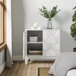 Kirklands Home Geometric Mabel 2-Door Cabinet White Sale