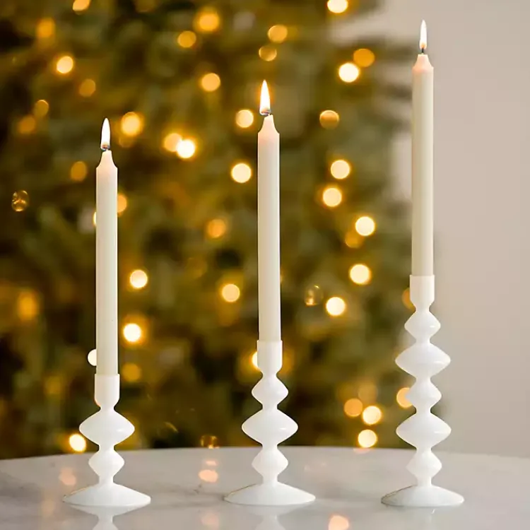 Candle Holders>Kirklands Home Glass Bubble Taper Candle Holders, Set of 3 White