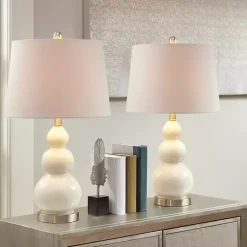 Kirklands Home Glass Covey Table Lamps, Set of 2 White