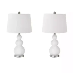 Kirklands Home Glass Covey Table Lamps, Set of 2 White