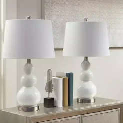 Kirklands Home Glass Covey Table Lamps, Set of 2 White