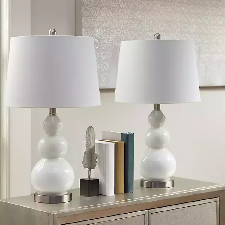 Kirklands Home Glass Covey Table Lamps, Set of 2 White