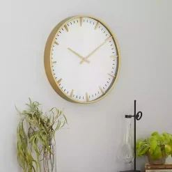 Kirklands Home Glass Frame Gold Accent Wall Clock White Online