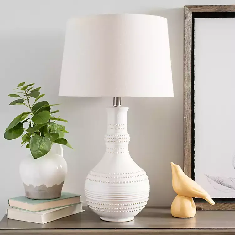 Kirklands Home White Glaze Serenia Ceramic Table Lamp Ivory New