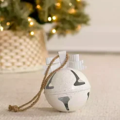 Christmas Decorations>Kirklands Home Glitter Metal Bell Ornament, 8 in. White