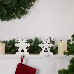 Christmas Stockings & Stocking Holders>Kirklands Home Glitter Snowflake Stocking Holders, Set of 2 White