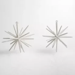Christmas Ornaments>Kirklands Home Glitter Sputnik Ornaments, Set of 2 White