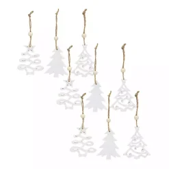 Christmas Ornaments>Kirklands Home Glitter Trees Christmas Ornaments, Set of 9 White