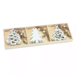 Christmas Ornaments>Kirklands Home Glitter Trees Christmas Ornaments, Set of 9 White