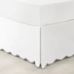 Kirklands Home White Gray Scalloped Coastal Queen Bed Skirt Discount