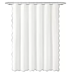 Kirklands Home White Gray Scalloped Coastal Shower Curtain Discount