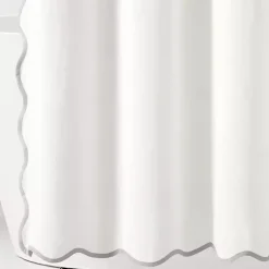 Kirklands Home White Gray Scalloped Coastal Shower Curtain Discount