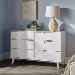 Kirklands Home Grooved Handle 6-Drawer Dresser White New